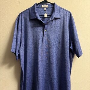 Peter Millar Men's Short Sleeve Collar Blue Golf Shirt, Size: L, EUC